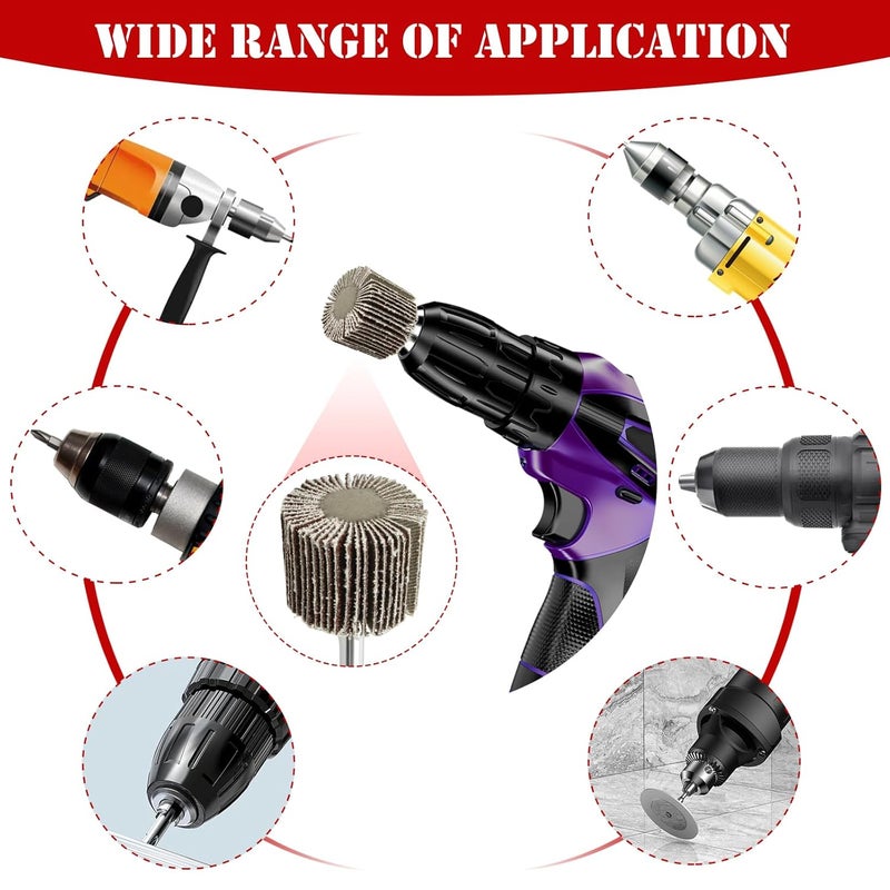 JUNXILPPD 60Pcs Sandpaper 80 Grit Flap Wheel Sander Set 1/4 Inch Shank Flap Wheels for Drill Efficient Polishing Abrasive Flap Sanding Wheel Stable Connection for Metal Wood - Image 3